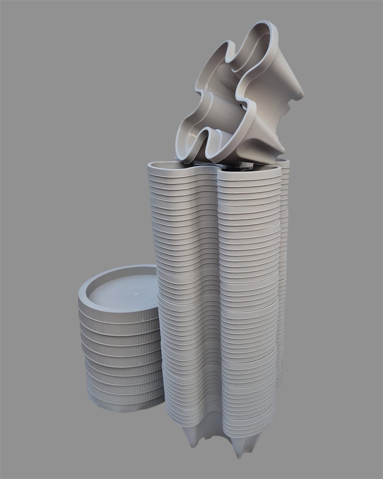 50-Tier Stackable Vertical Garden Planter Kit with PVC Support & Mobile Trolley Base