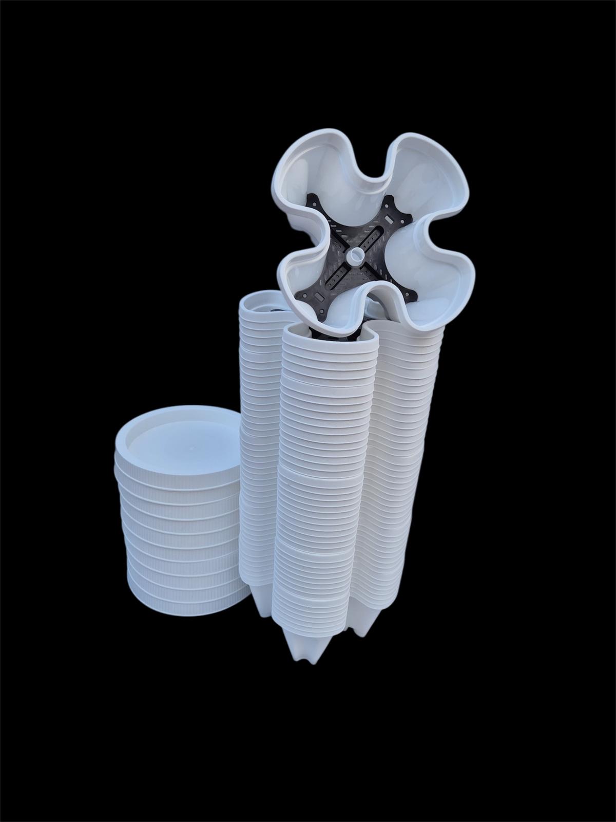 50-Tier Stackable Vertical Garden Planter Kit with PVC Support & Mobile Trolley Base