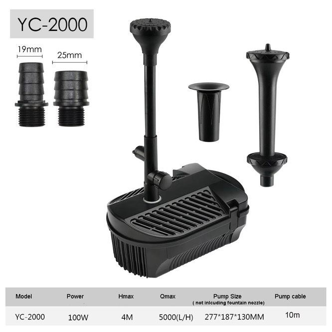 YC 5000 LPH All-in-One Submersible Pond Fountain Filter Pump – 10m Cable
