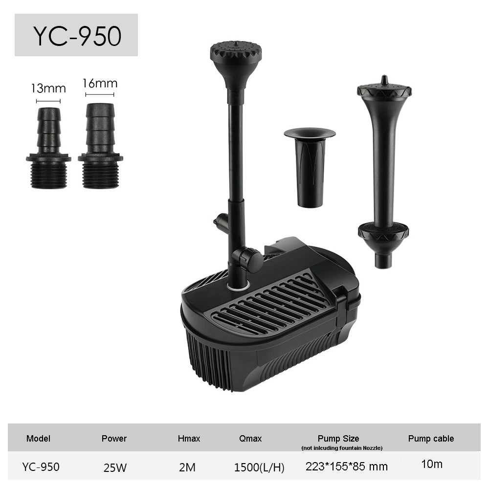 1500 LPH All-in-One Pond Fountain Pump + Filter Kit with 3 Fountain Heads | 10 m Cable