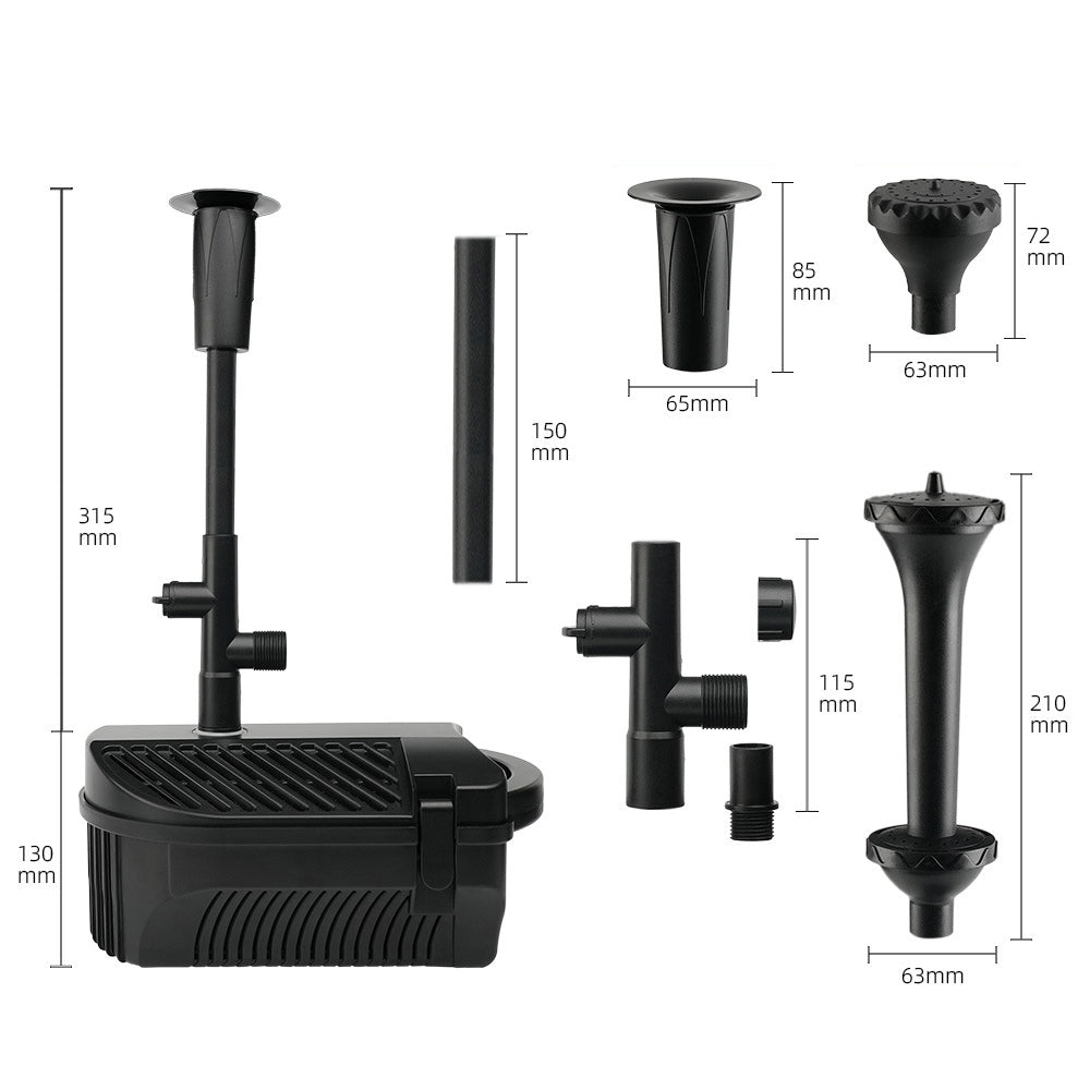 4000 LPH All-in-One Pond Fountain Pump + Filter Kit with 3 Nozzles | 10m Cable
