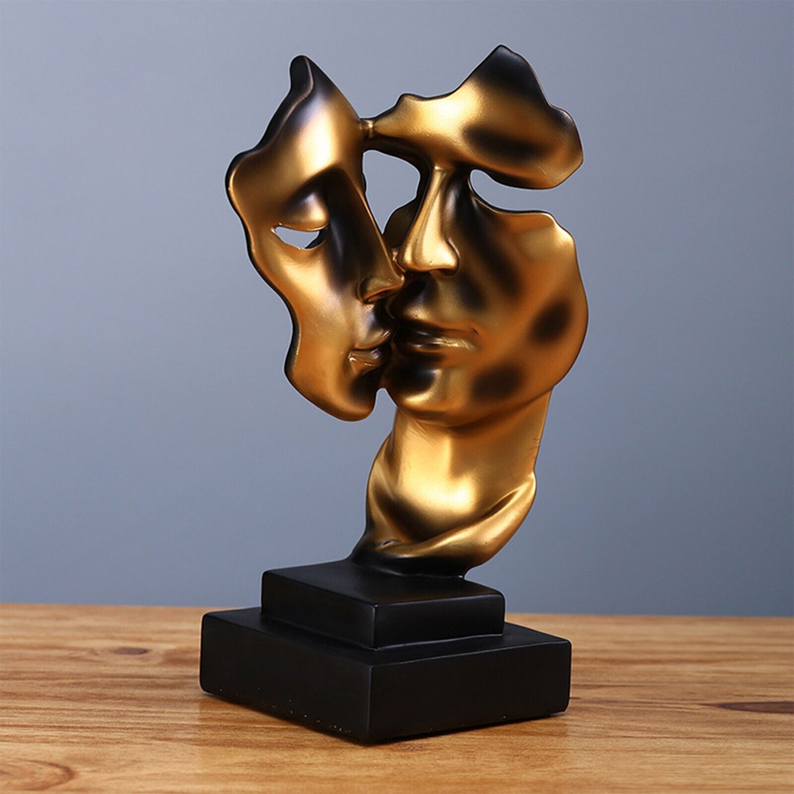 Golden Resin Kissing Couple Nordic Sculpture