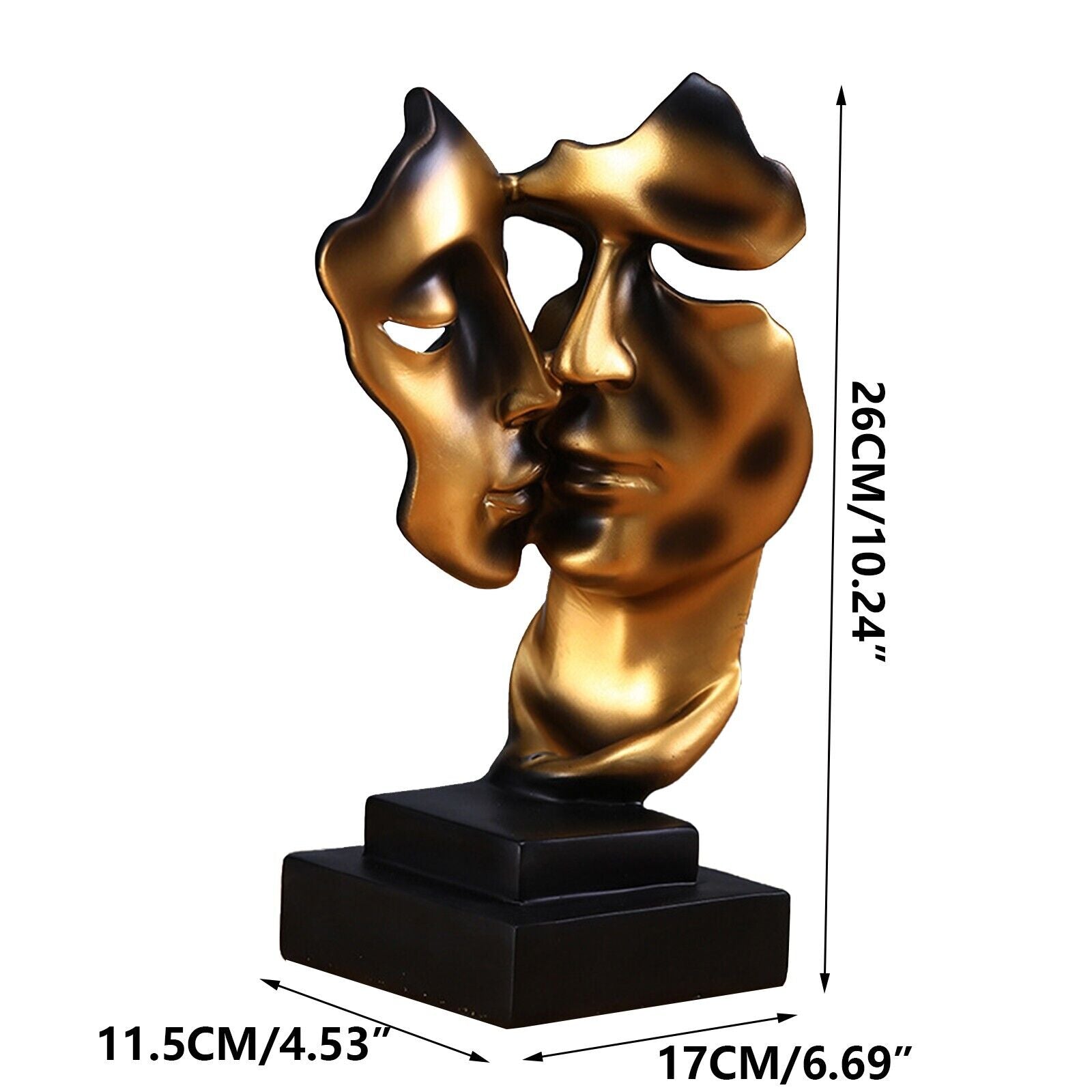 Abstract Kissing Couple Mask Statue | Romantic Resin Home Décor Gift