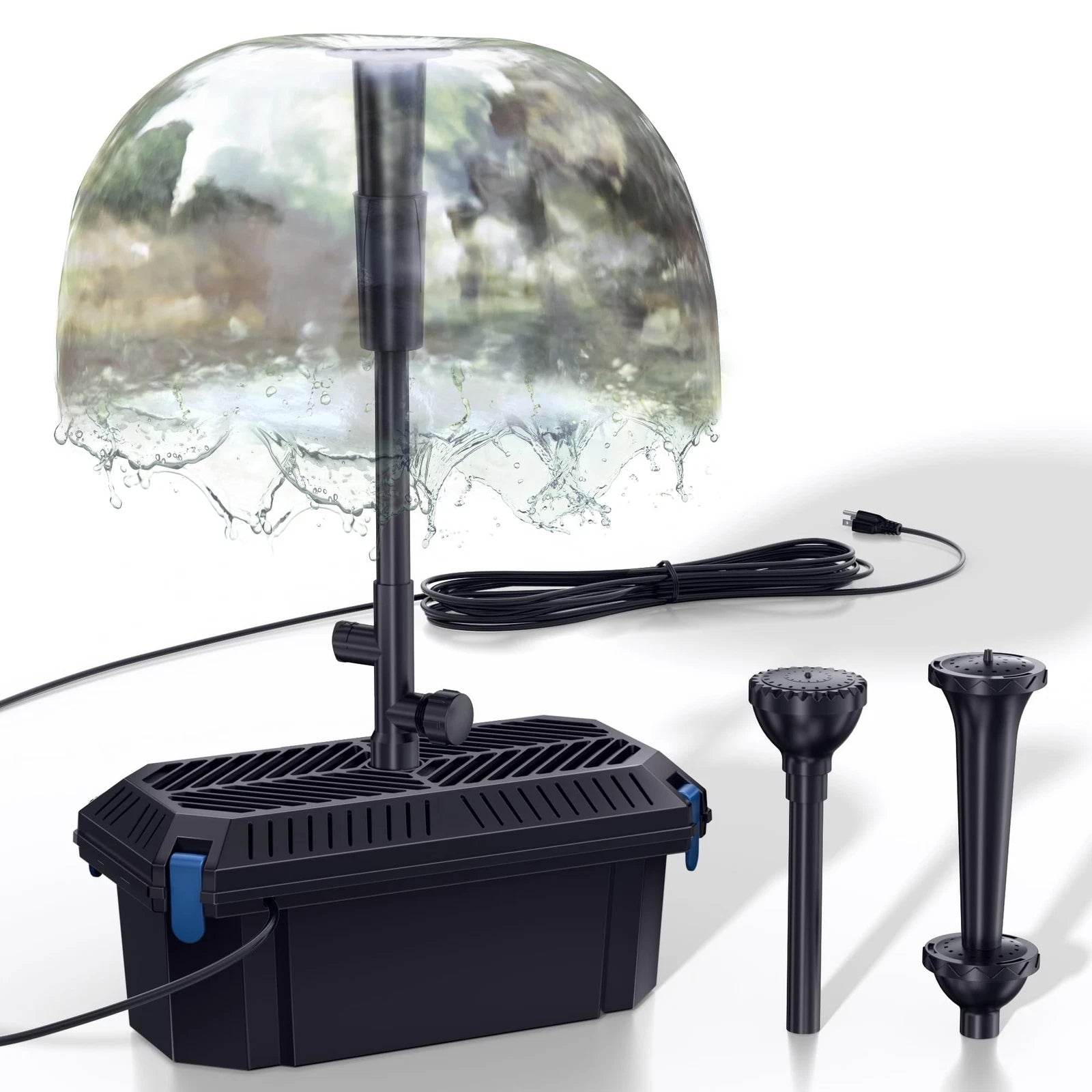 4000 LPH All-in-One Pond Fountain Pump + Filter Kit with 3 Nozzles | 10m Cable