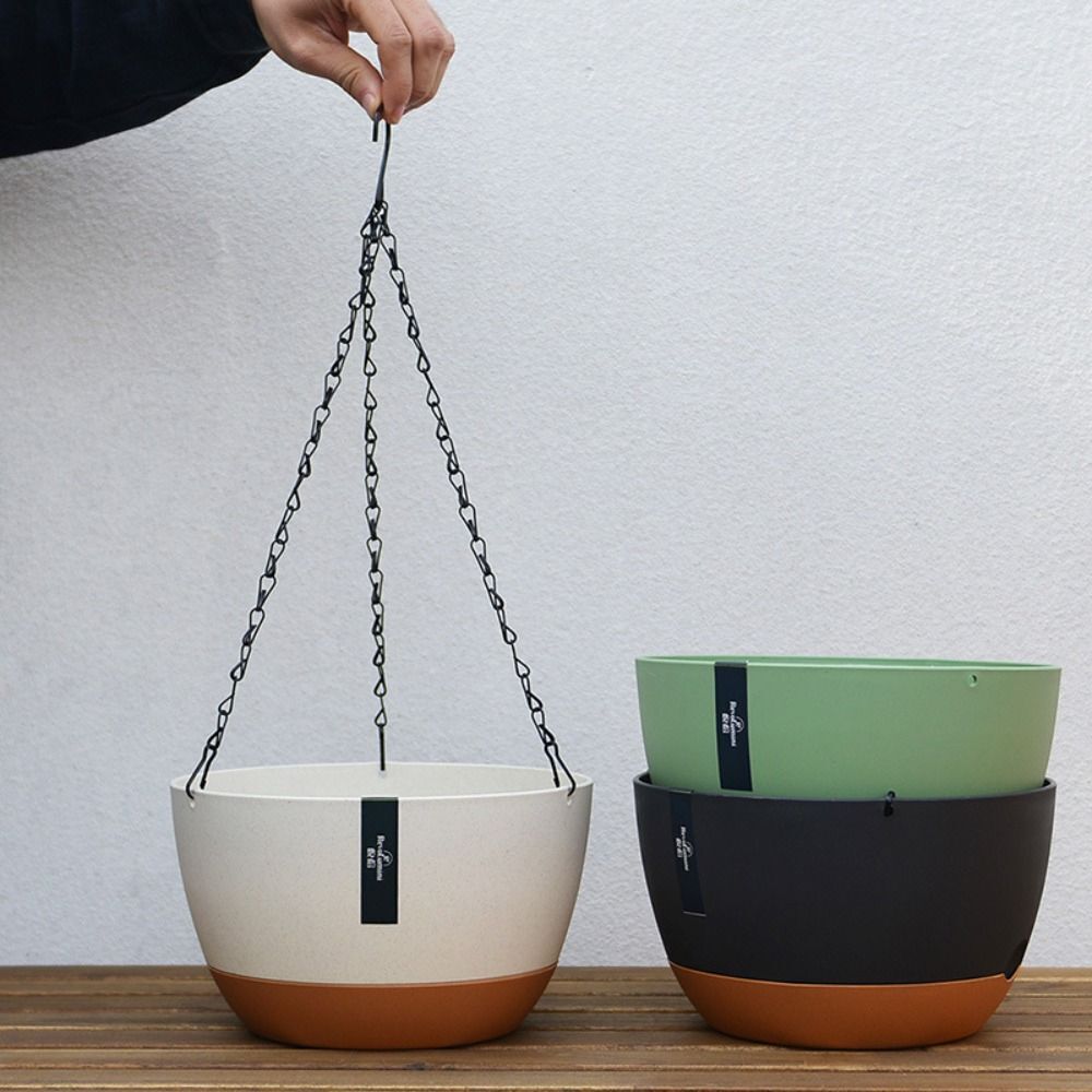 Self-Watering Hanging Planter with Iron Chain