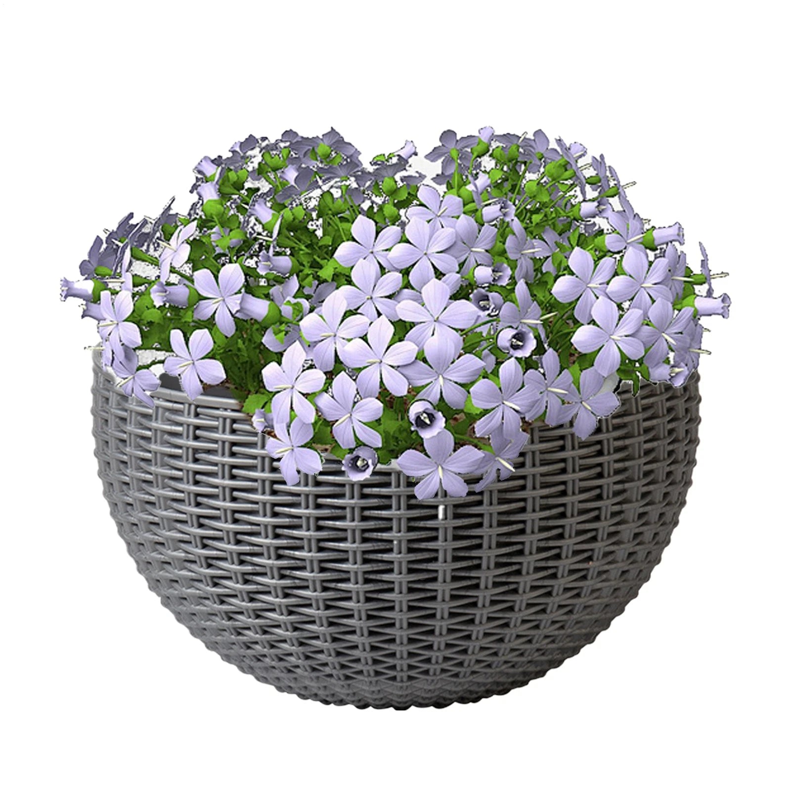 Half-Round Faux Rattan Wall Planter Hanging Flower Pot