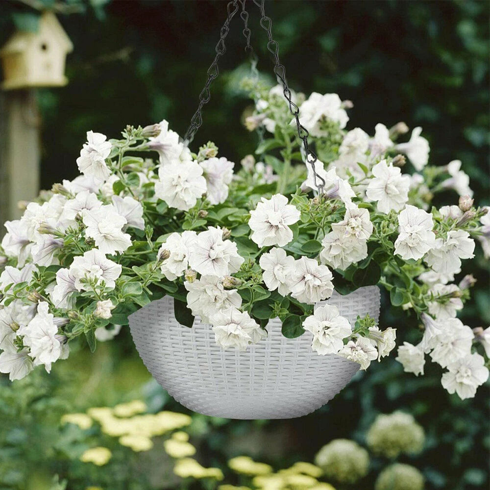 Rattan Hanging Plant Pot Self-Watering Double-Layer Basket