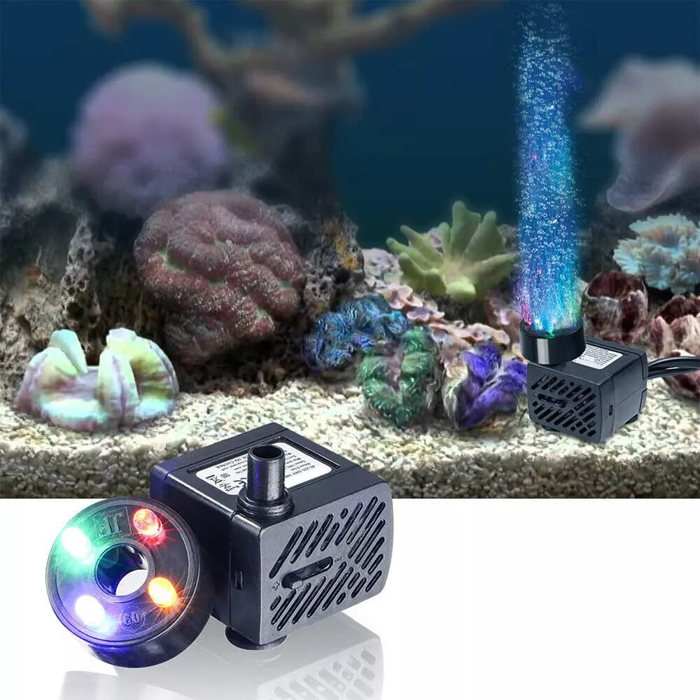 280 LPH Aquarium Submersible Water Pump with LED Light – Quiet & Energy-Efficient