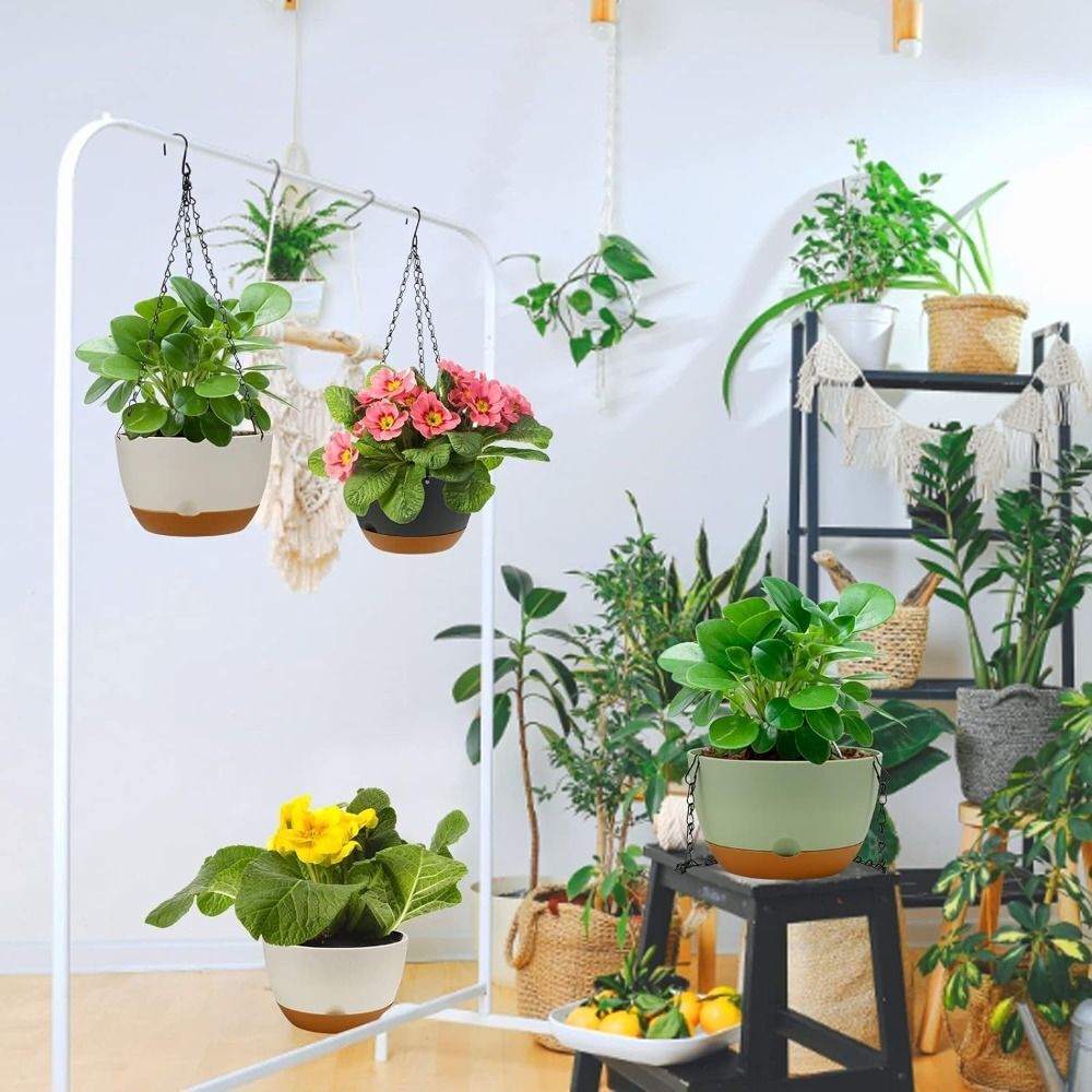 Self-Watering Hanging Planter with Iron Chain
