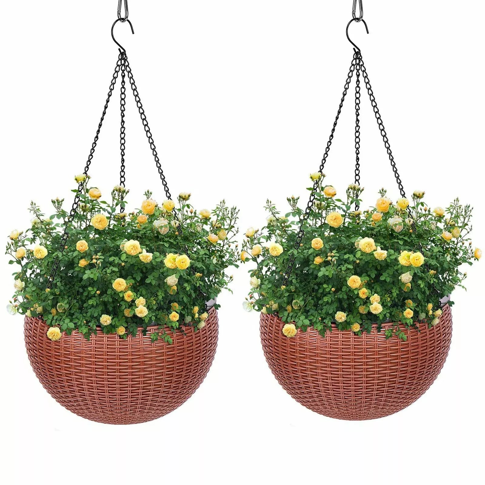 Rattan Hanging Plant Pot Self-Watering Double-Layer Basket