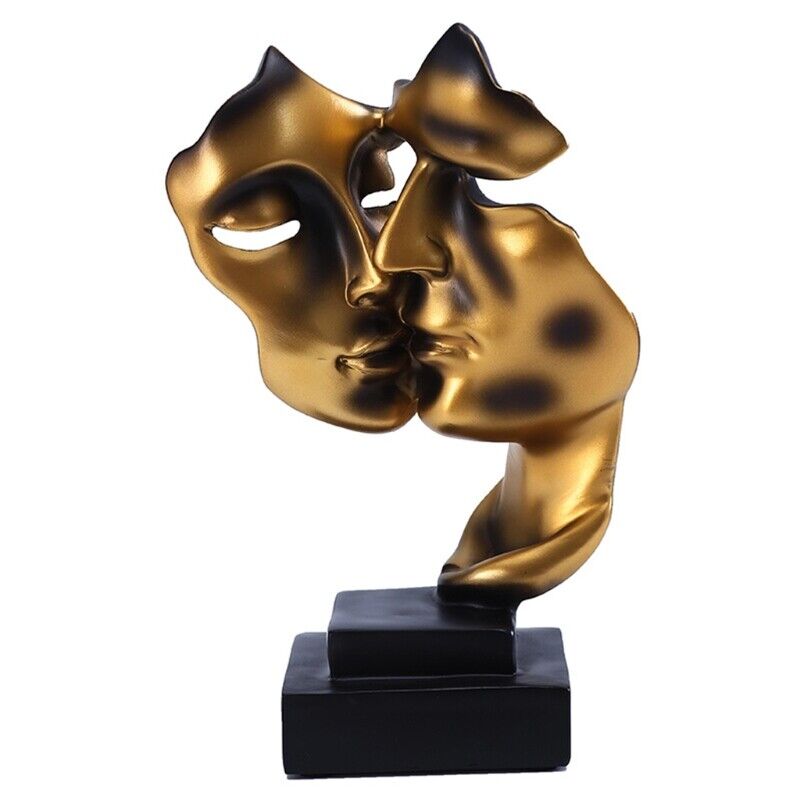 Abstract Kissing Couple Mask Statue | Romantic Resin Home Décor Gift