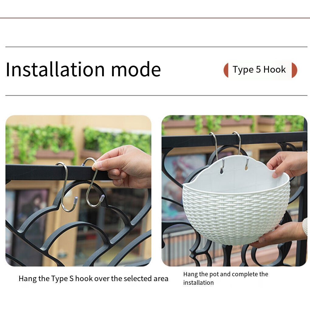 Half-Round Faux Rattan Wall Planter Hanging Flower Pot