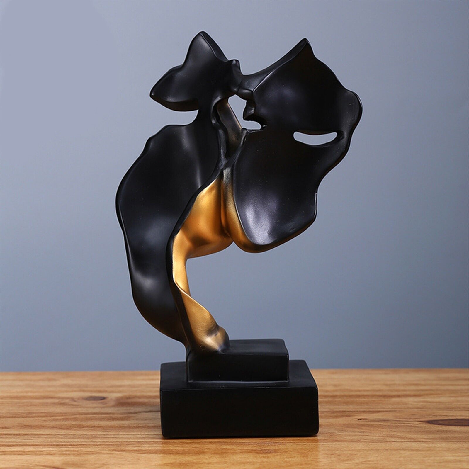 Golden Resin Kissing Couple Nordic Sculpture