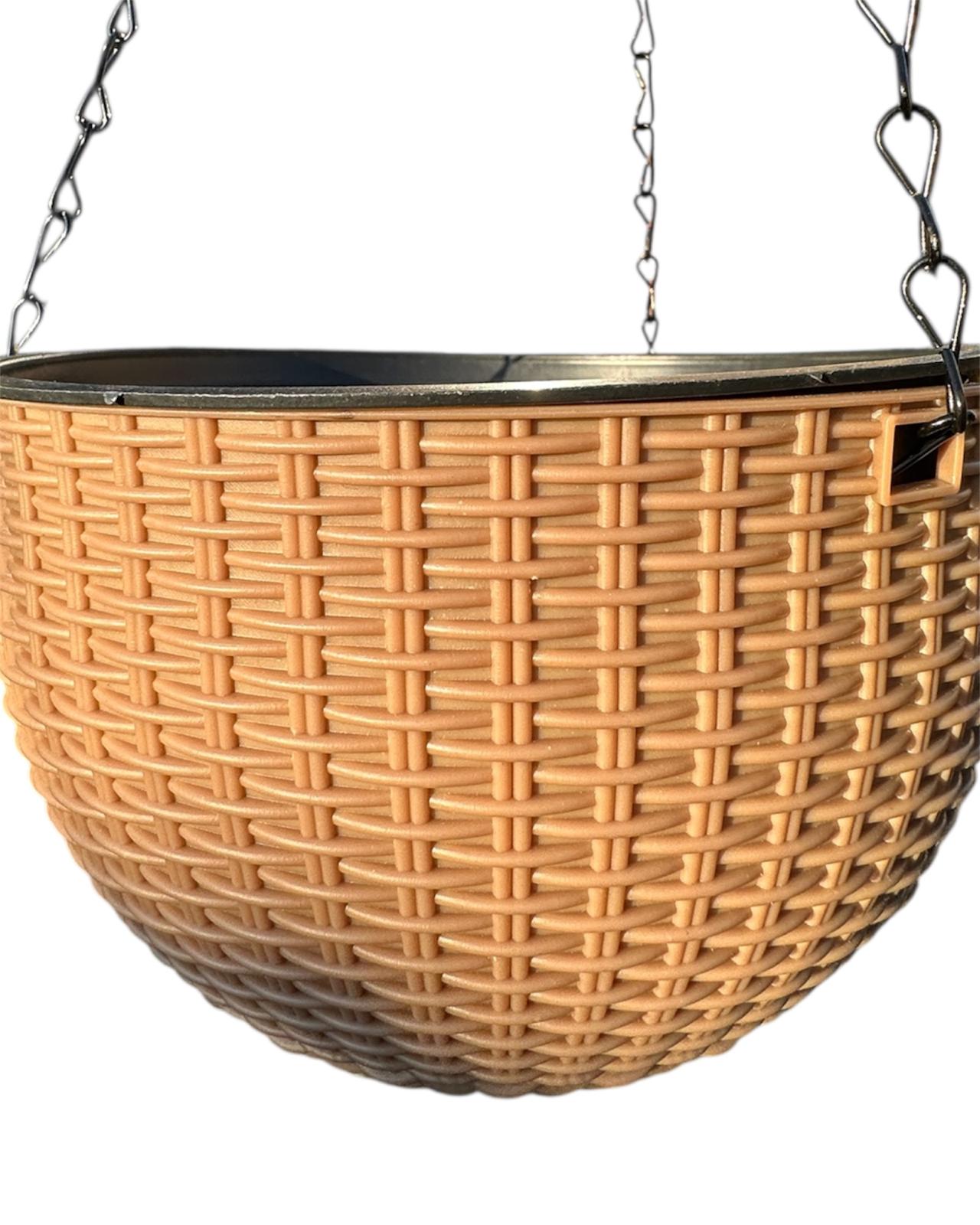 Rattan Hanging Plant Pot Self-Watering Double-Layer Basket