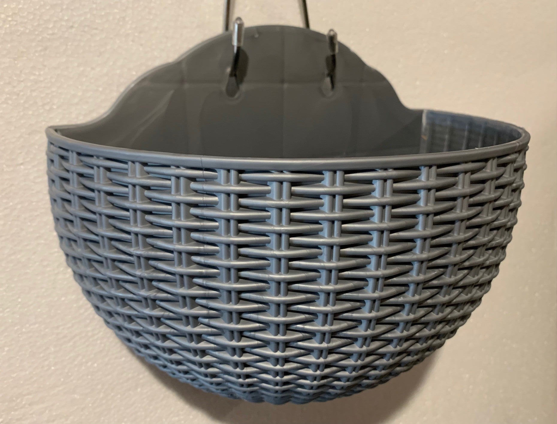 Half-Round Faux Rattan Wall Planter Hanging Flower Pot